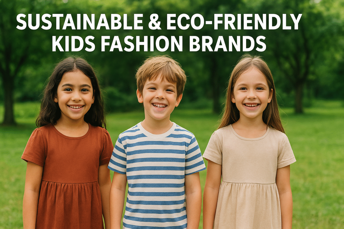Sustainable & Eco-Friendly Kids Fashion Brands Children wearing sustainable and eco-friendly kids clothing outdoors in natural organic fabrics