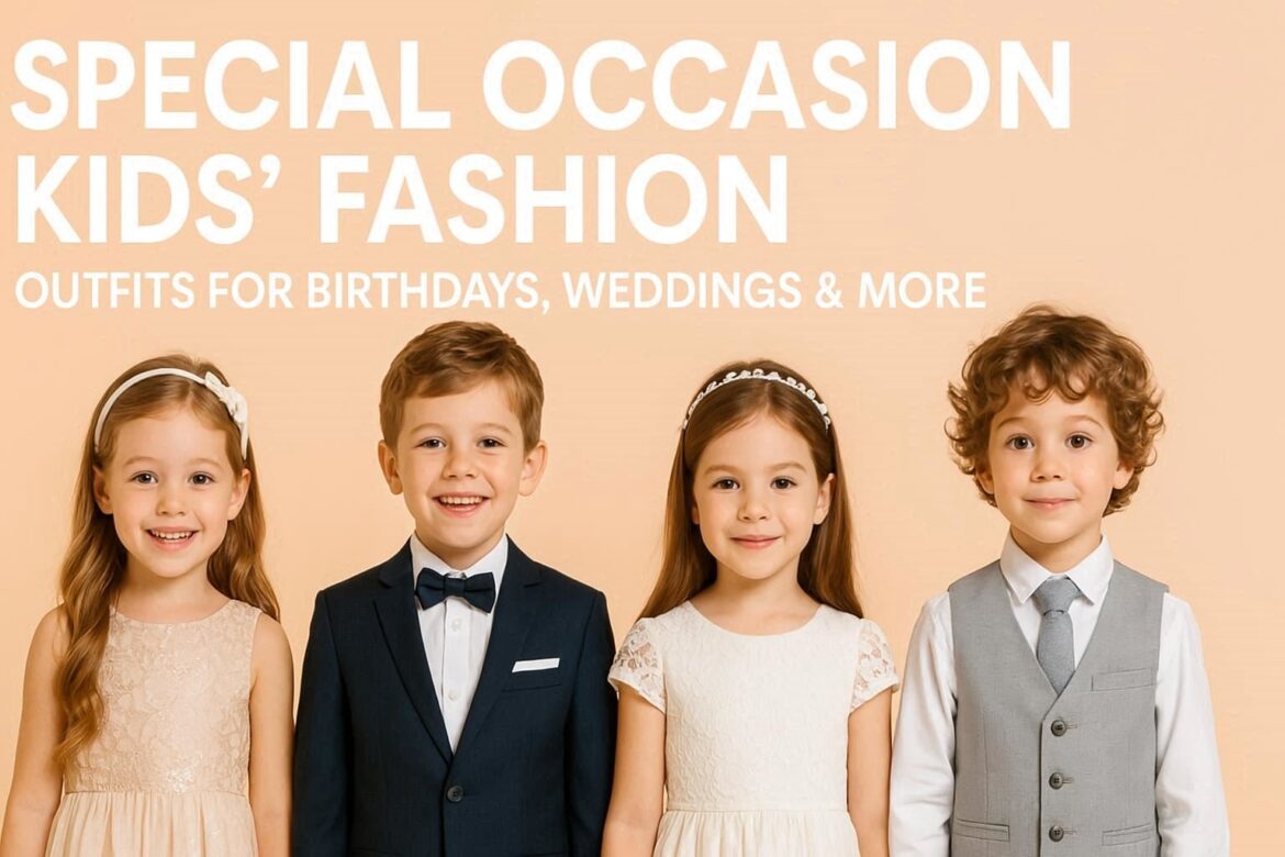Special Occasion Kids Fashion – Birthday and Wedding Outfits Stylish kids dressed in special occasion outfits for birthdays and weddings
